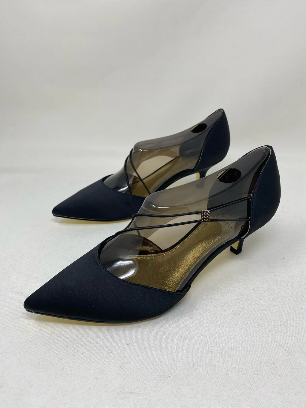 Adrianna Papell Black Pointed-Toe Low Heel Pumps with Sheer Panels Size 6M